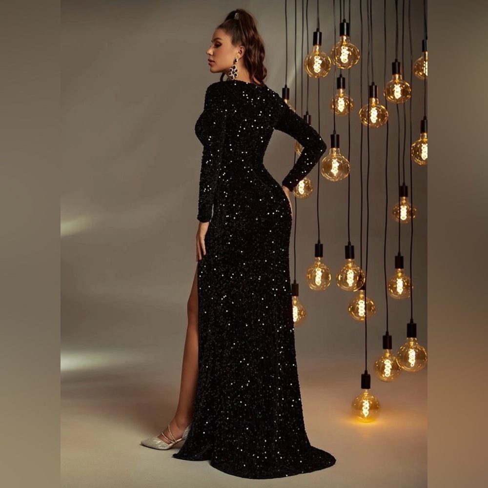 SHEIN Black Sequin Gown - Picture 5 of 8